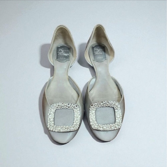 Roger Vivier Paris Ballet Flats Silver  Size EU 37/US 6.5 - Picture 1 of 15